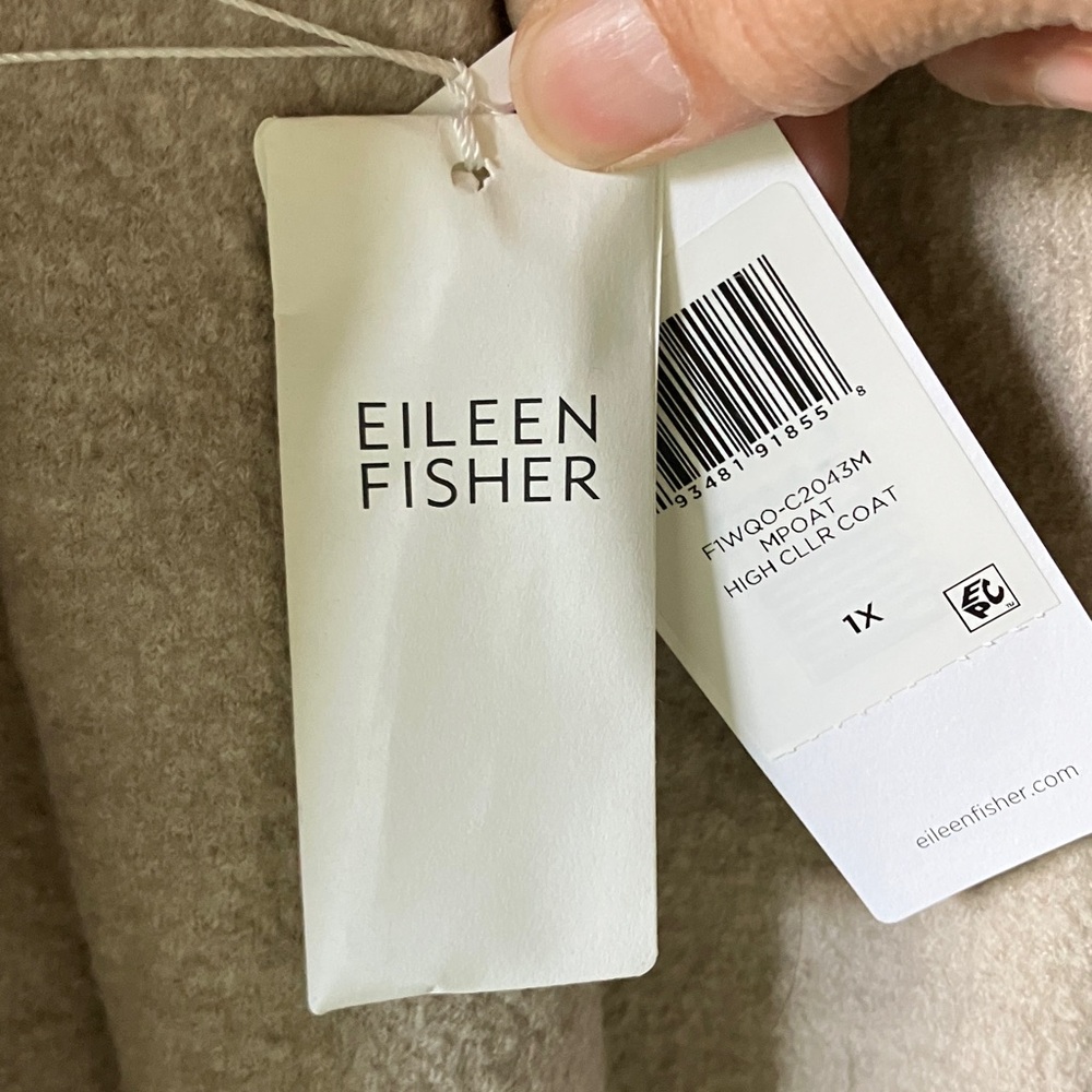 NEW! Eileen Fisher High Collar Boiled Wool Coat in Maple Oat - Picture 7 of 12